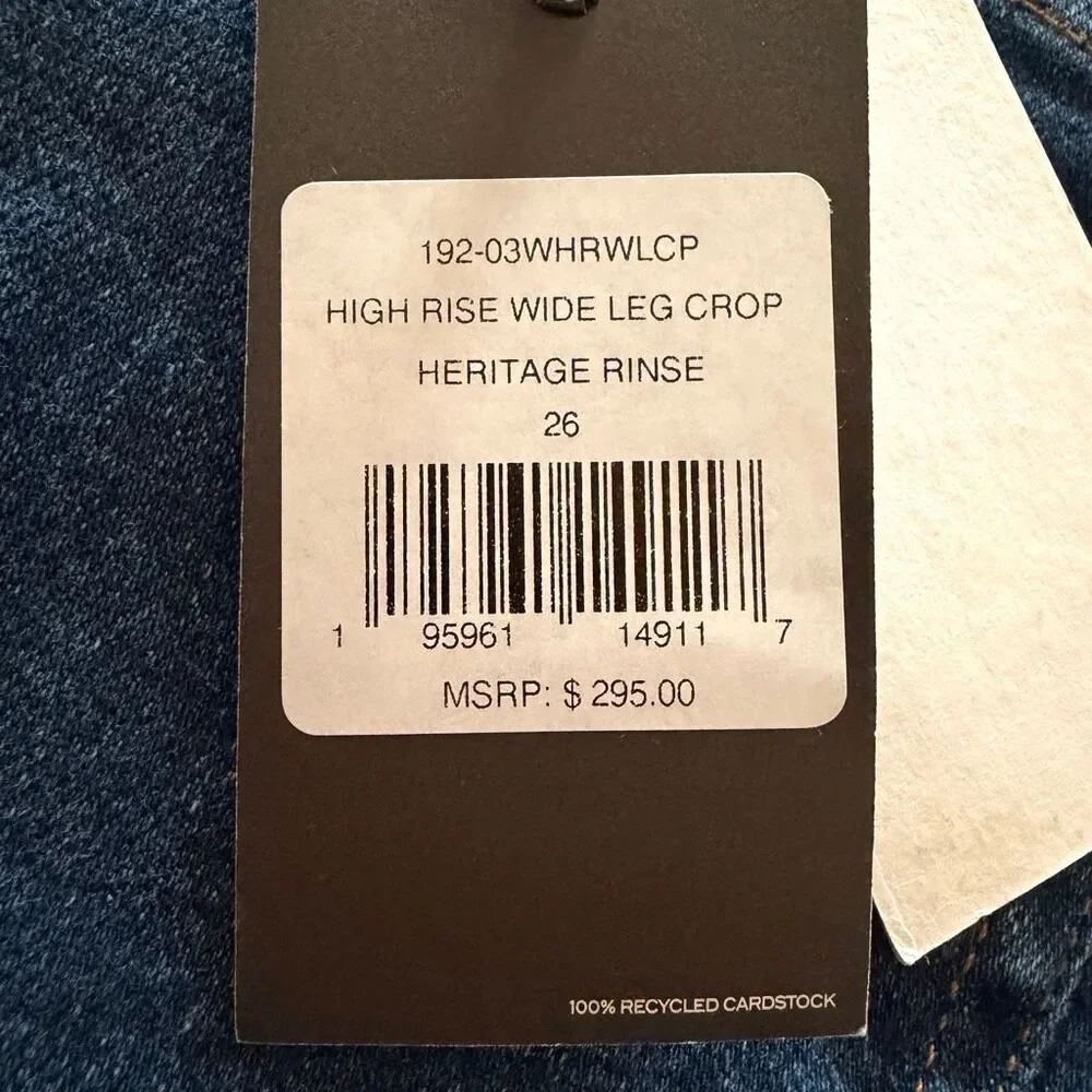 Re/Done High Rise Wide Leg Crop Jeans 26 Heritage Rinse